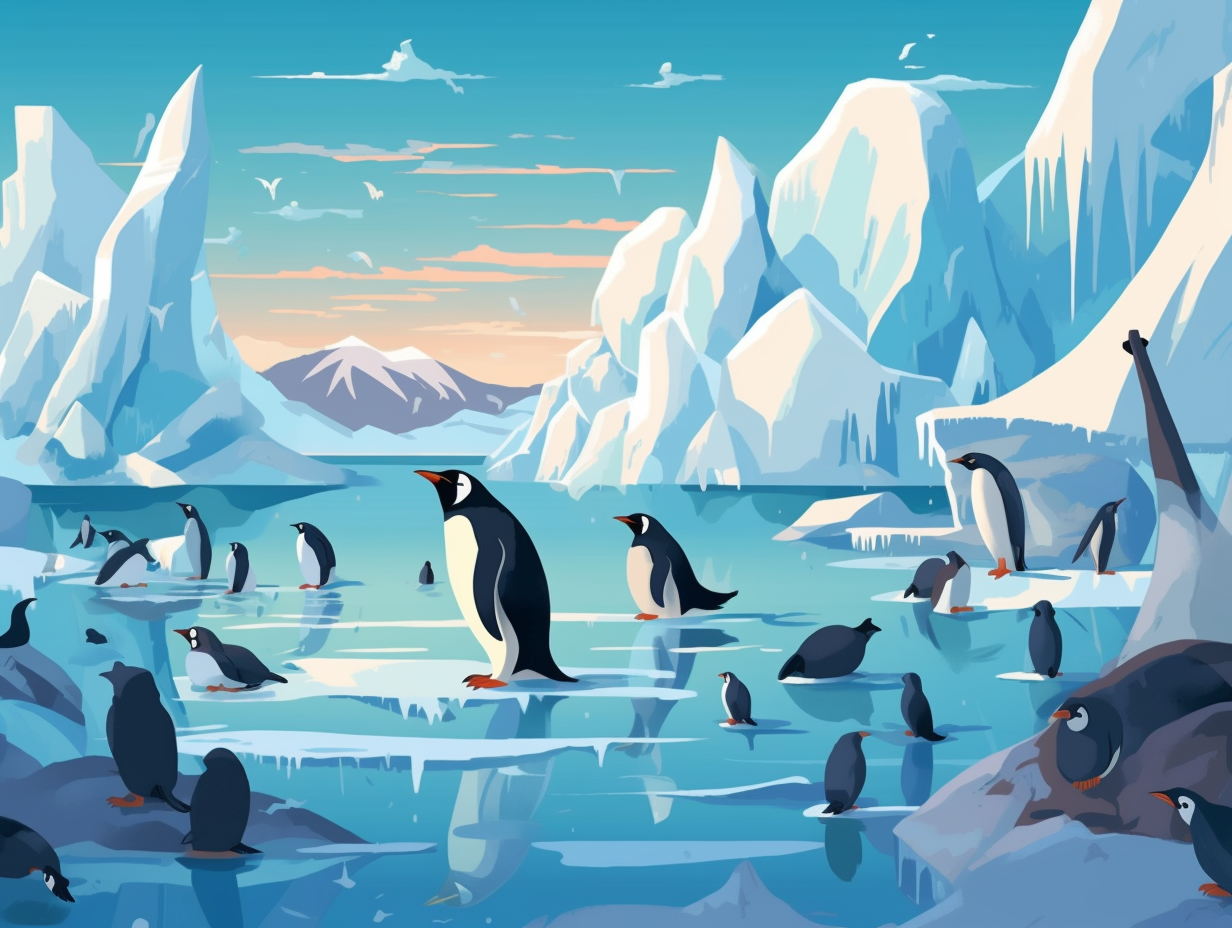 illustration of antarctica-animals