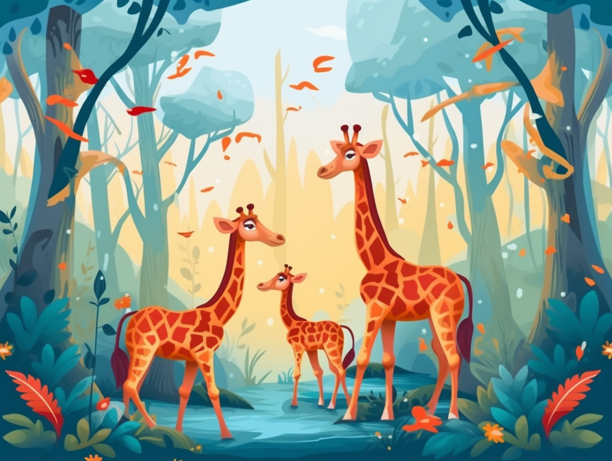 illustration of baby-giraffes