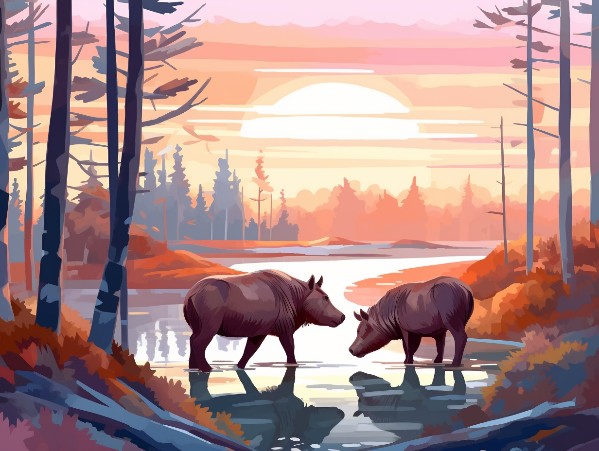 illustration of boars