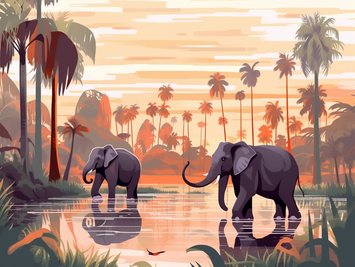 illustration of borneo-elephants