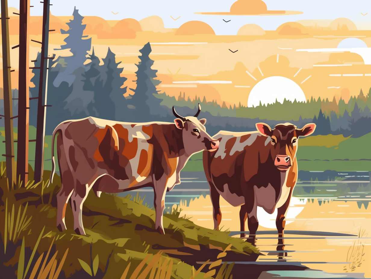 illustration of brown-swiss-cows
