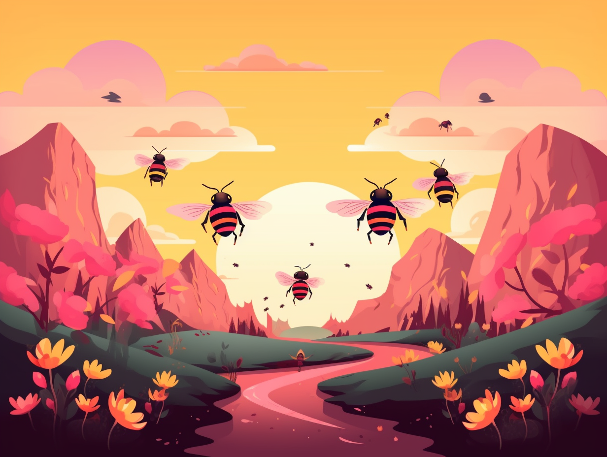 illustration of bumblebees