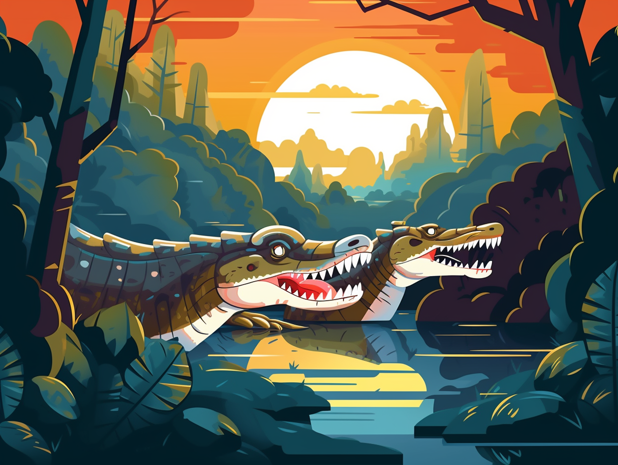 illustration of crocodiles