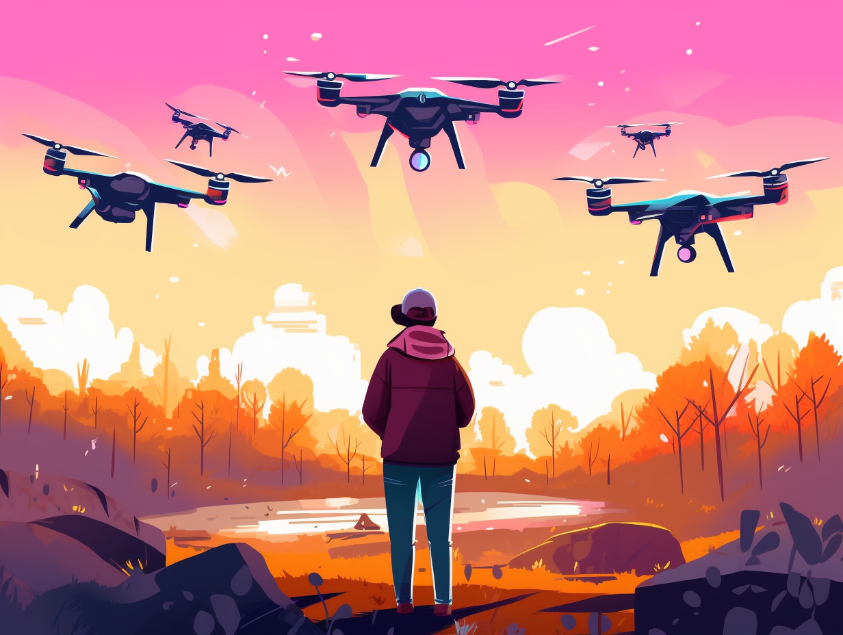 illustration of drones