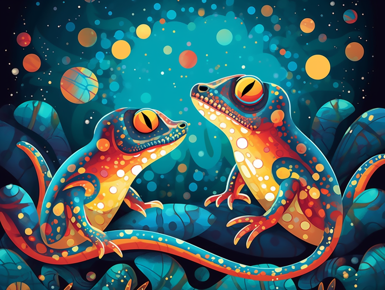 illustration of geckos