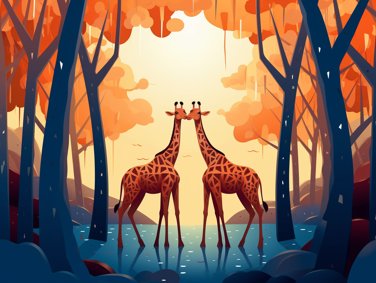 illustration of giraffes