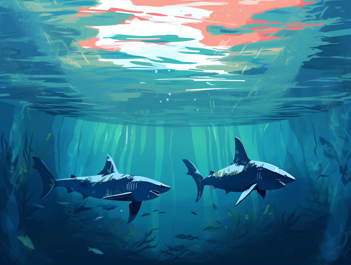 illustration of great-white-sharks