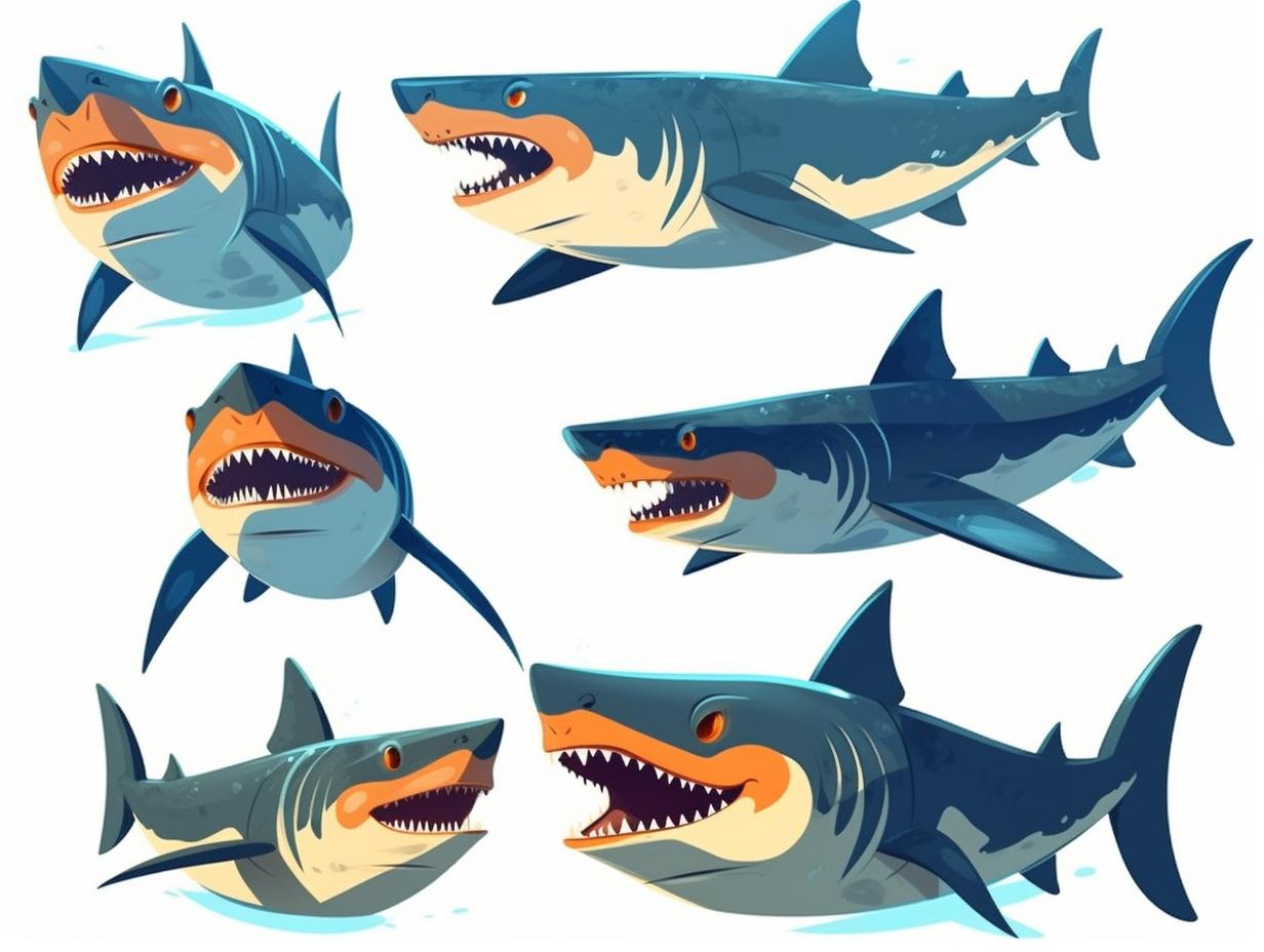 illustration of great-white-sharks-for-kids