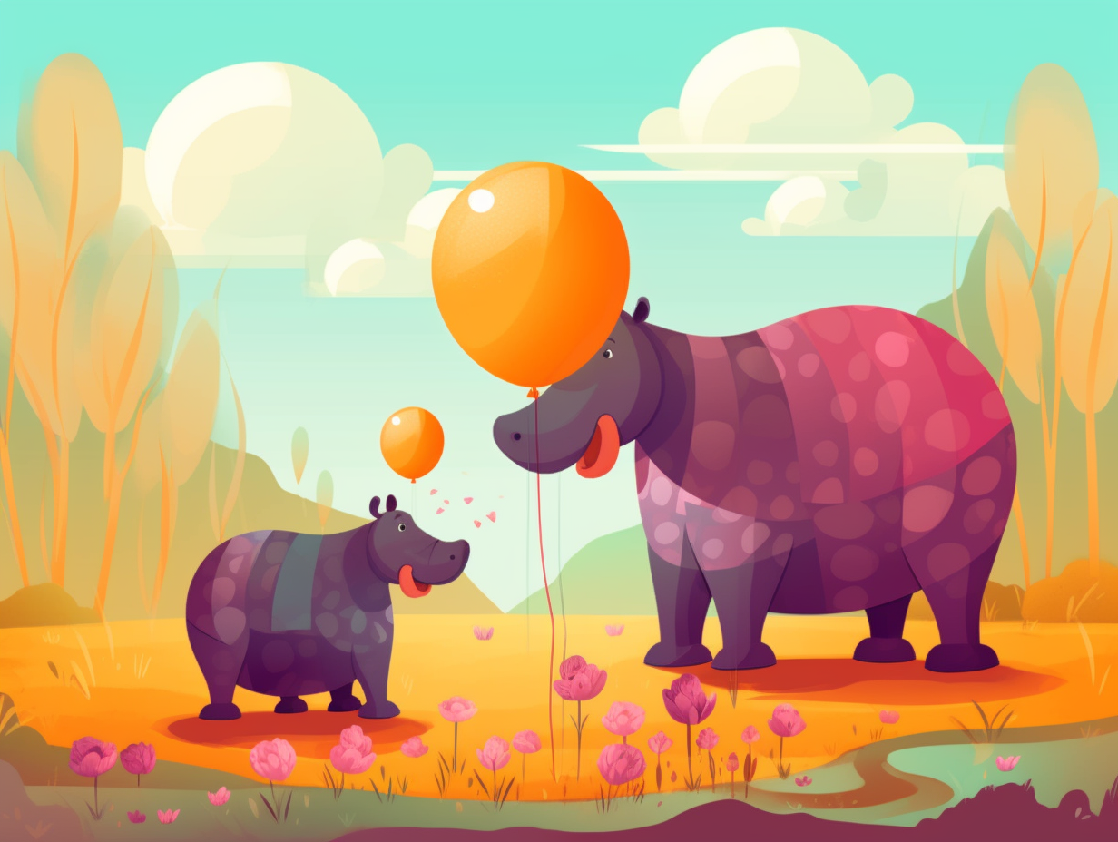illustration of hippos