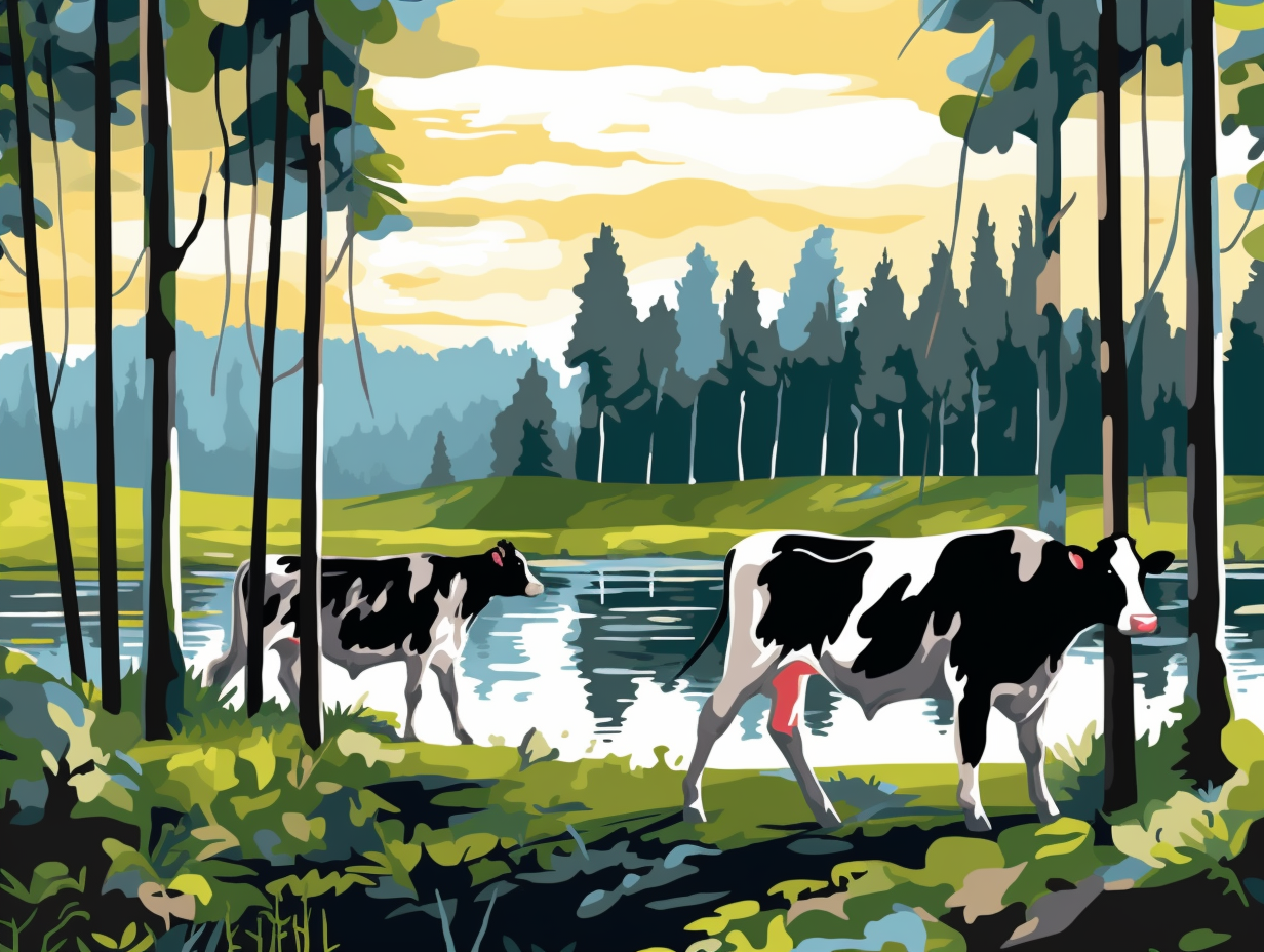 illustration of holstein-cows