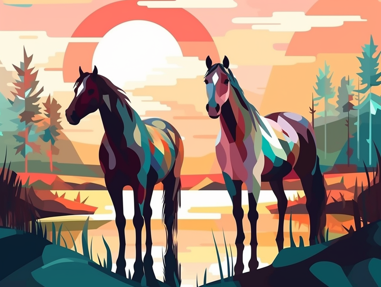 illustration of horses