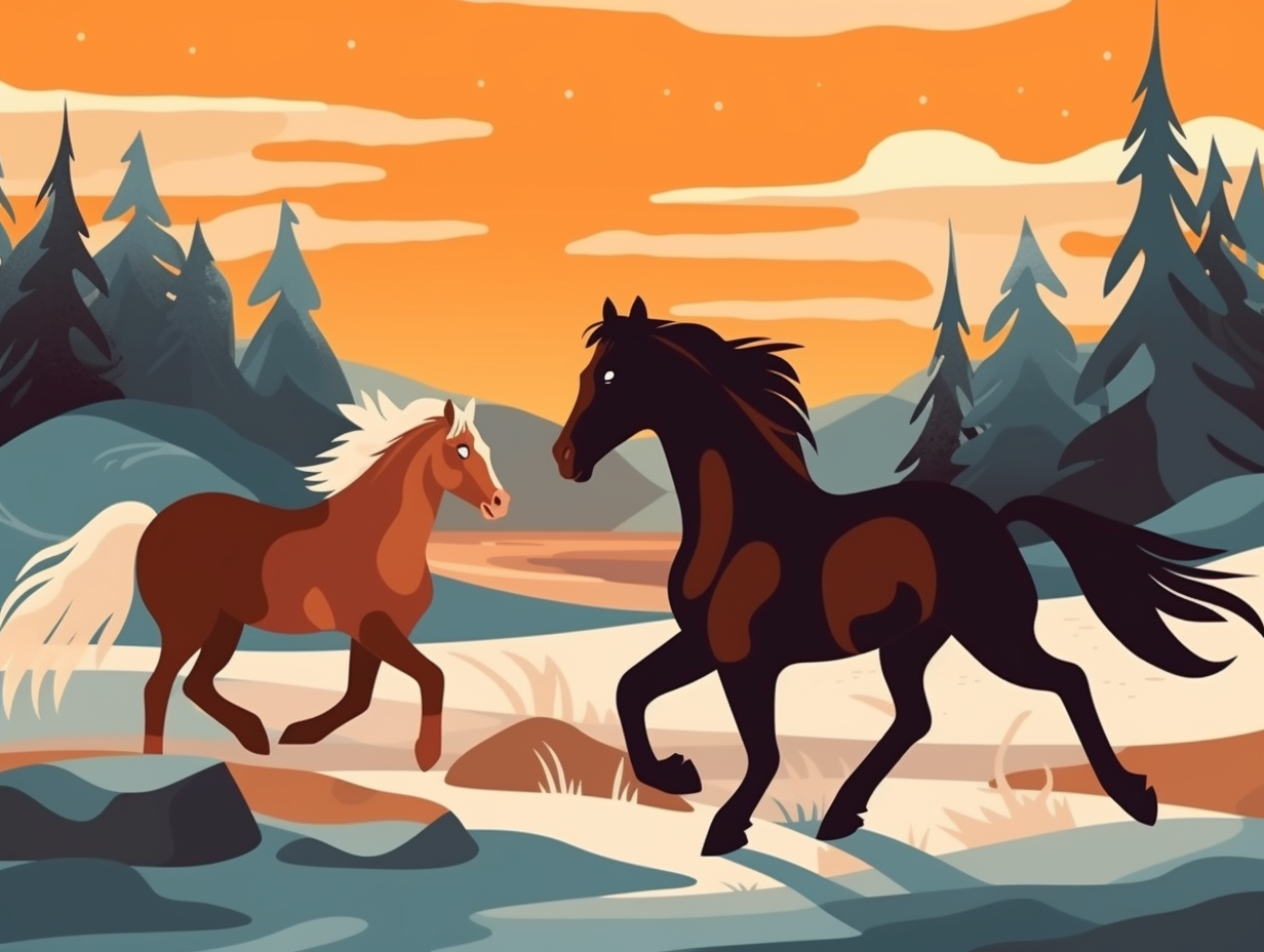 illustration of icelandic-horses