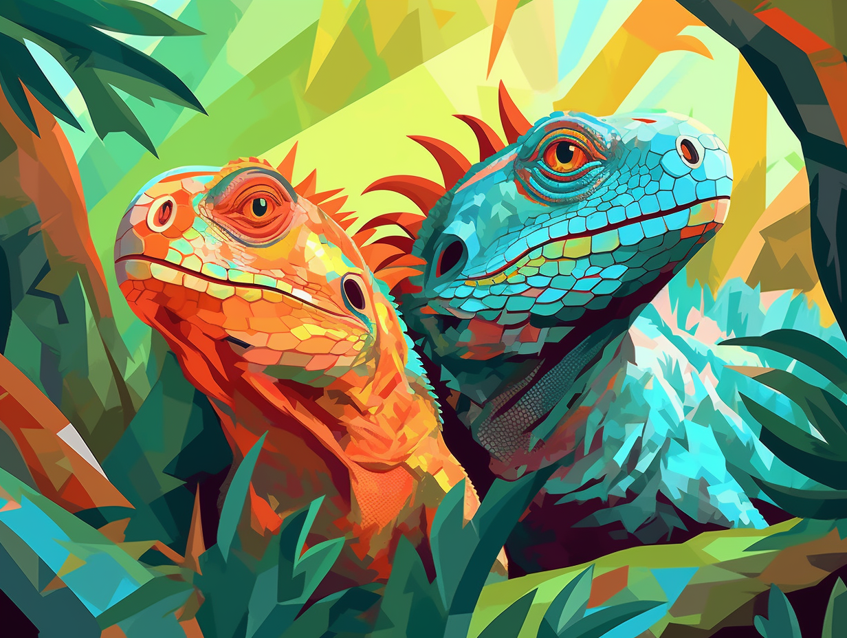 illustration of iguanas