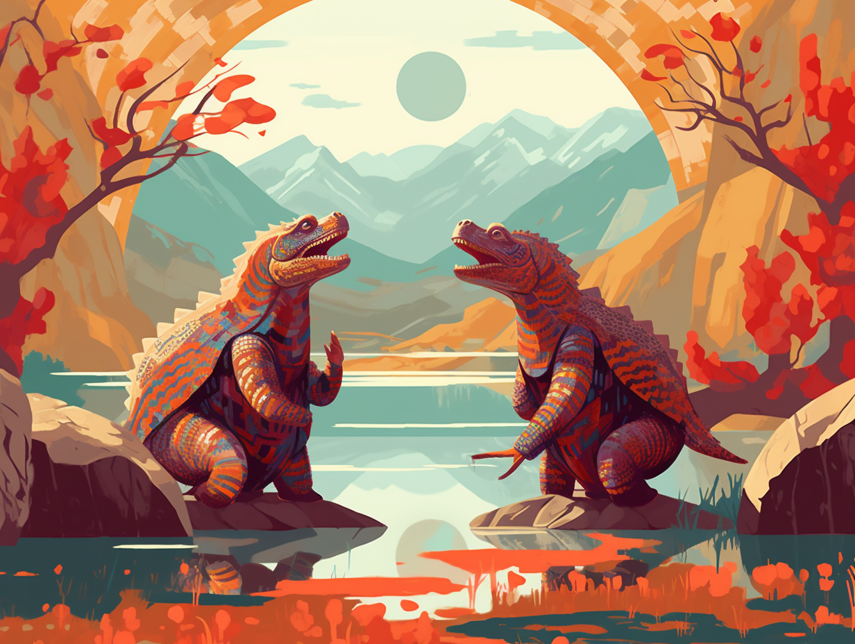 illustration of komodo-dragons