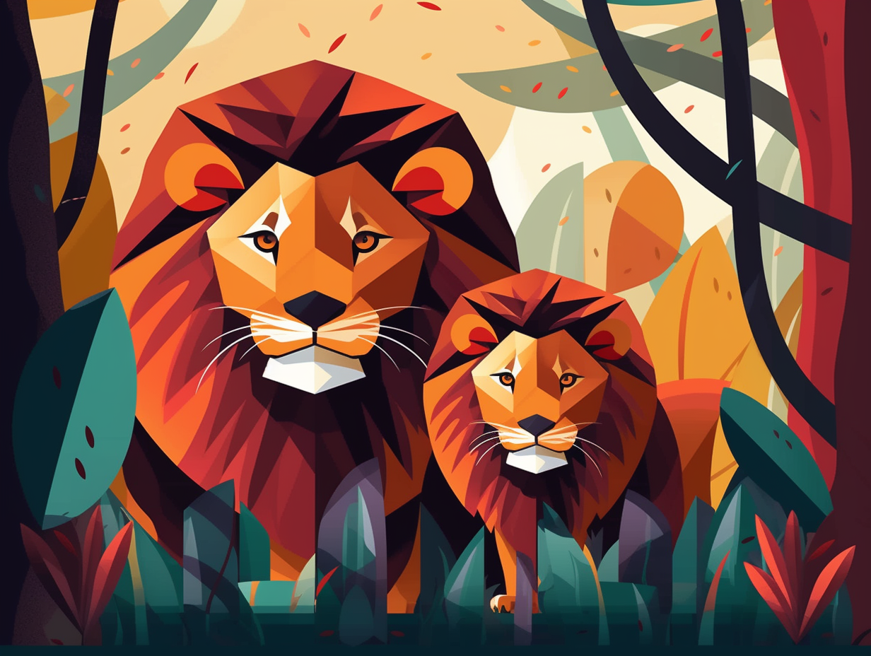 illustration of lions