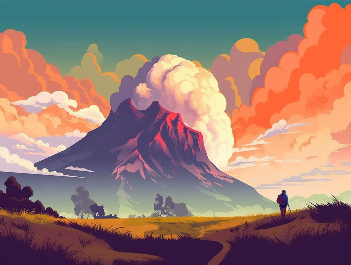 illustration of mount-merapi