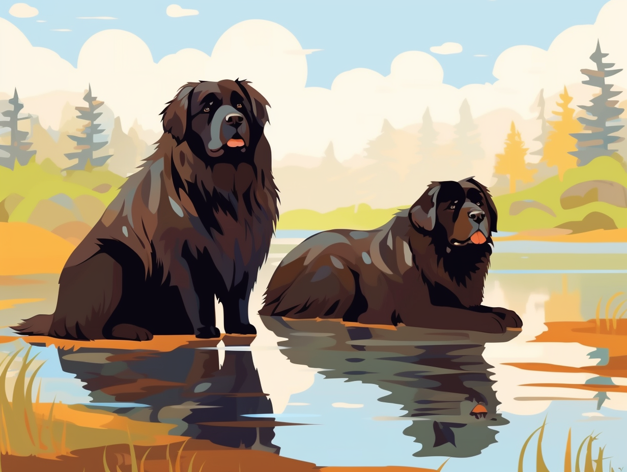 illustration of newfoundland-dogs