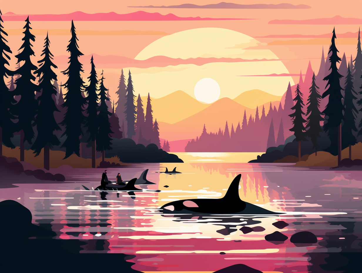 illustration of orcas
