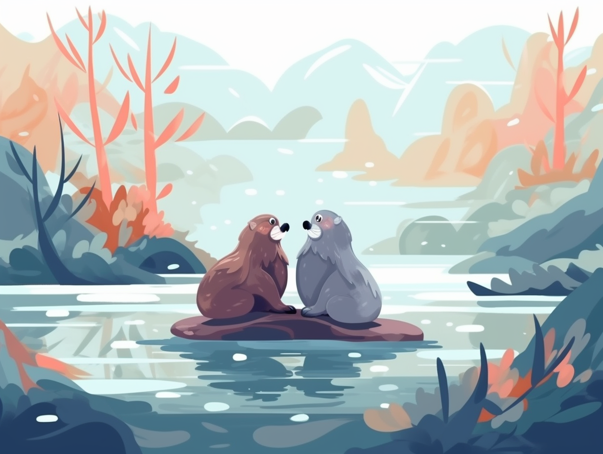 illustration of otters