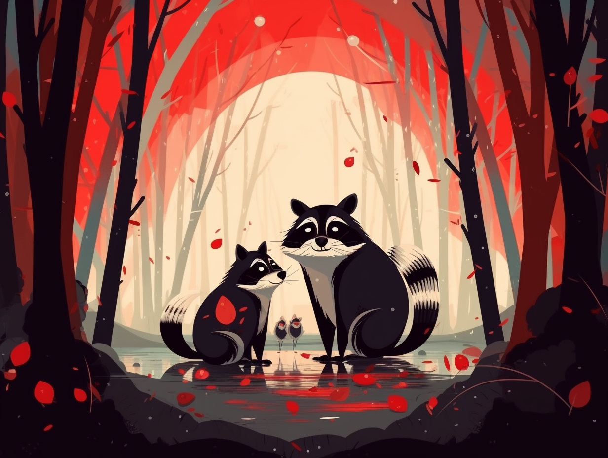 illustration of raccoons