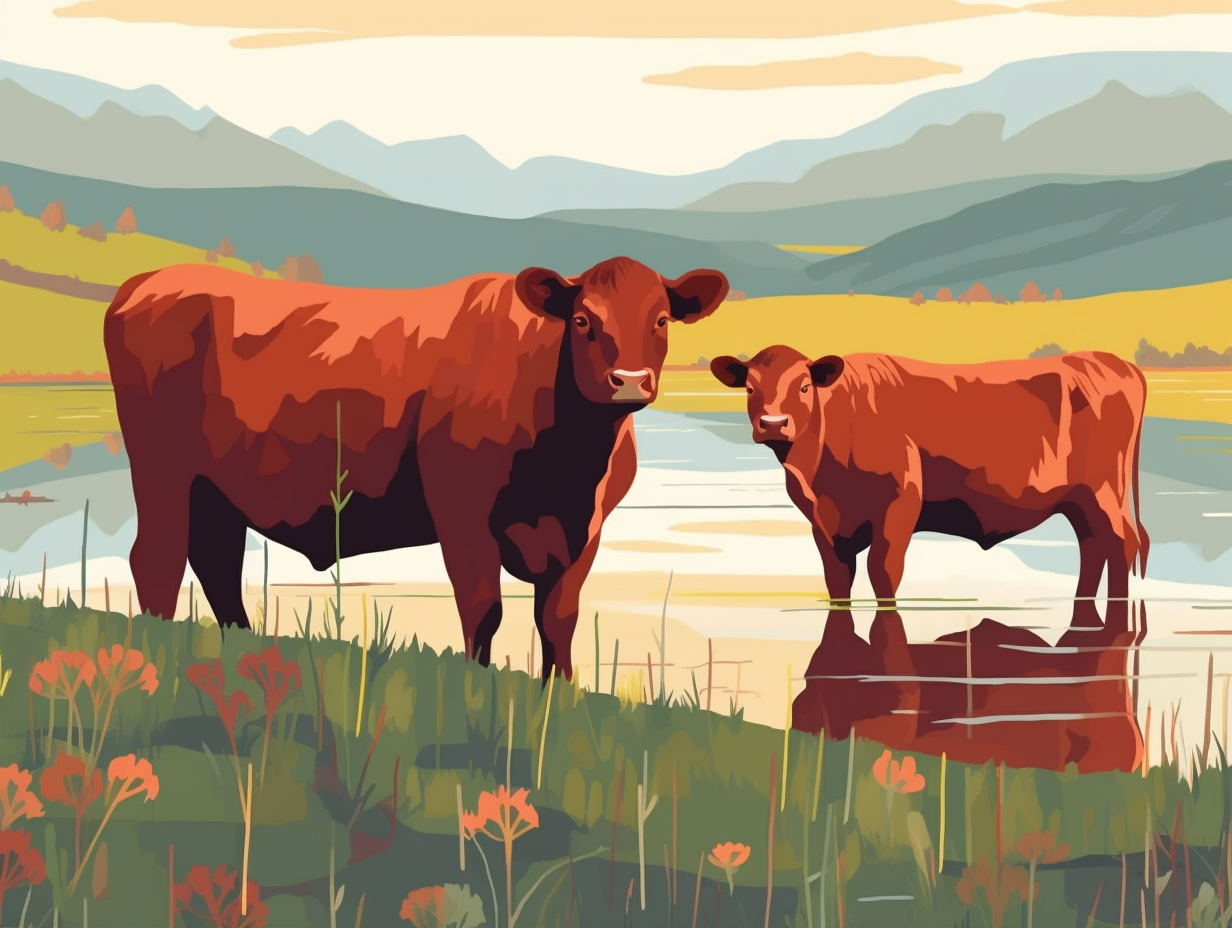 illustration of red-angus-cattle