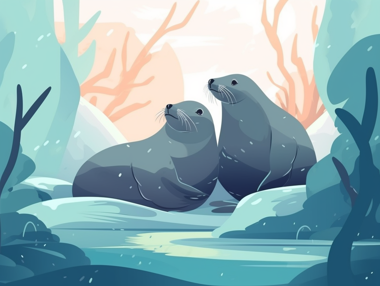 illustration of sea-lions