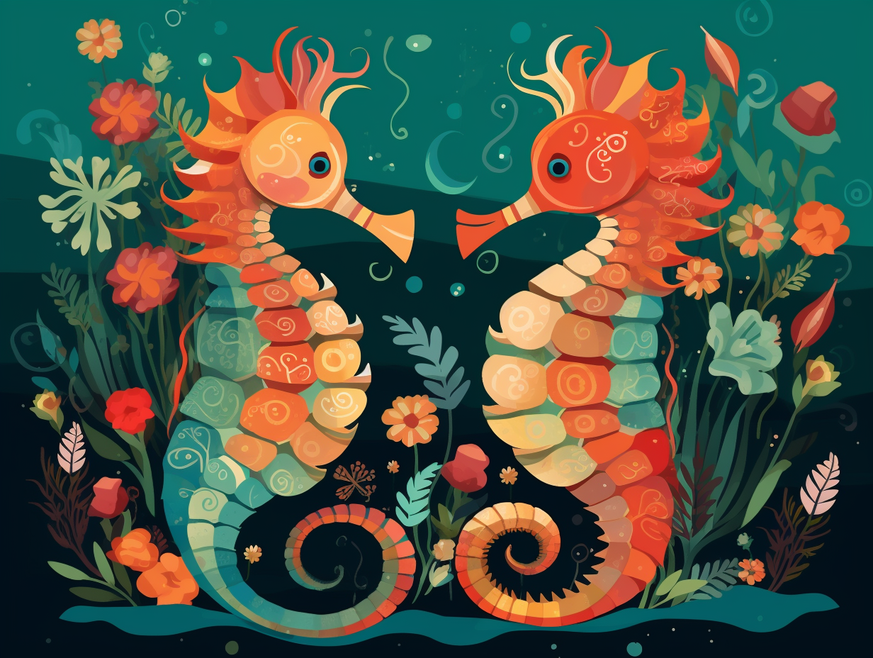 illustration of seahorses
