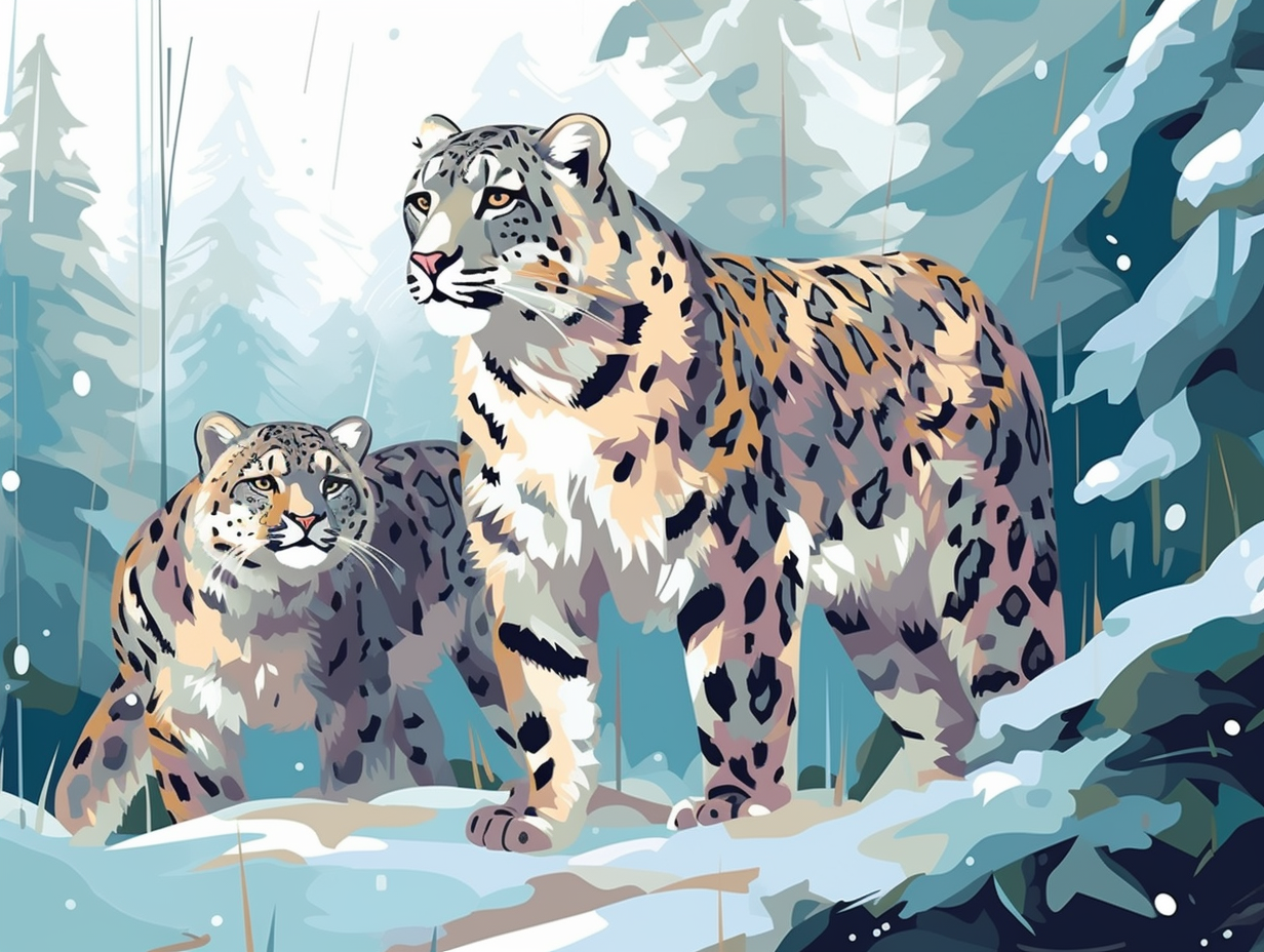 illustration of snow-leopards