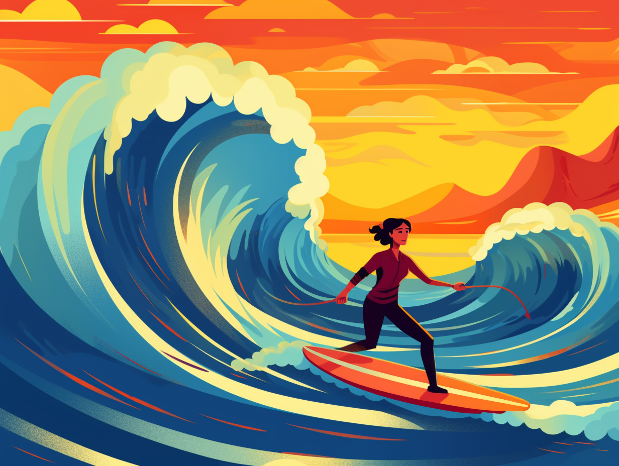 illustration of surfing