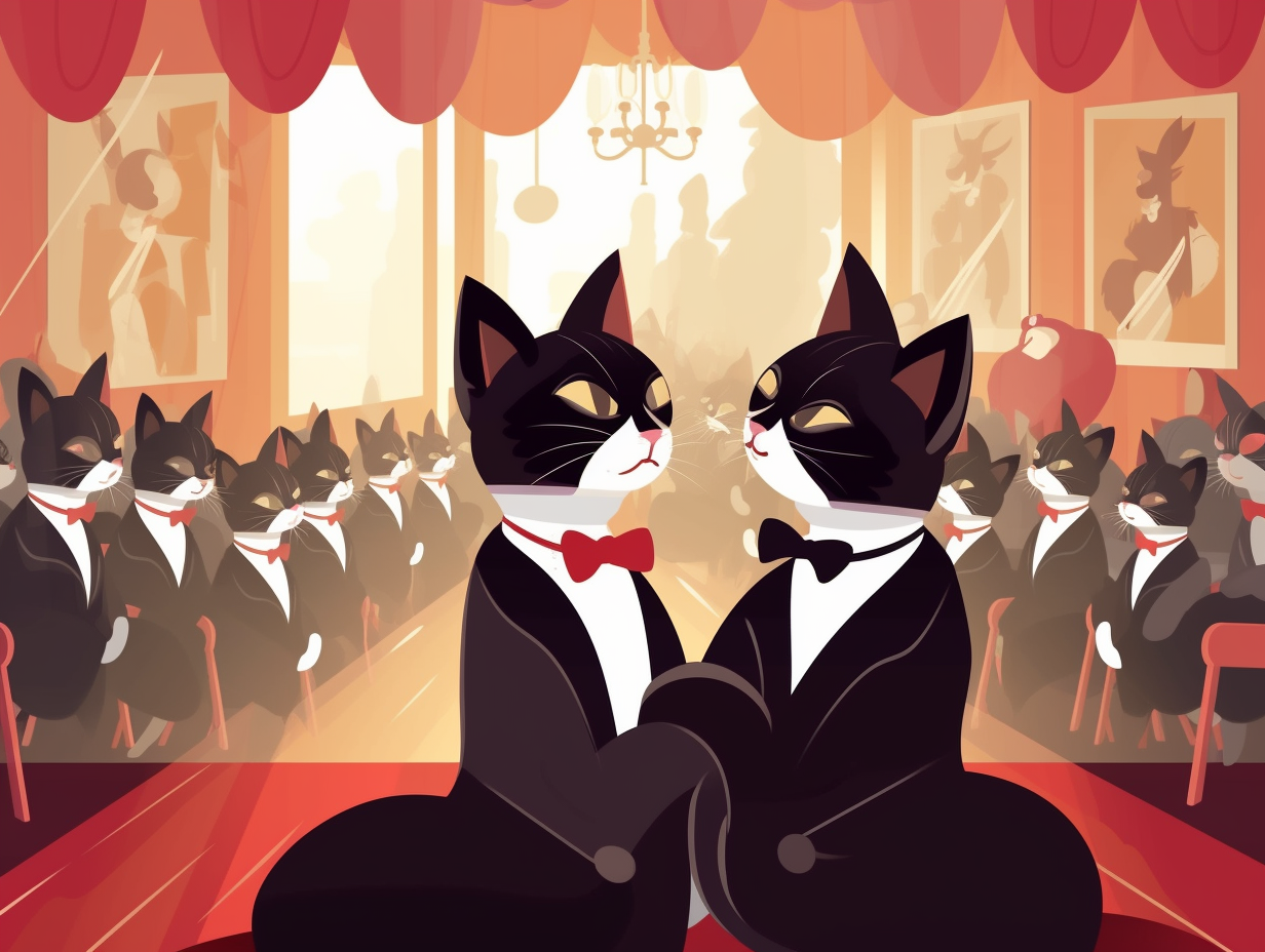 illustration of tuxedo-cats