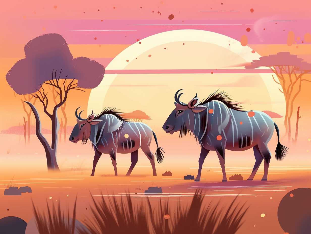 illustration of warthogs