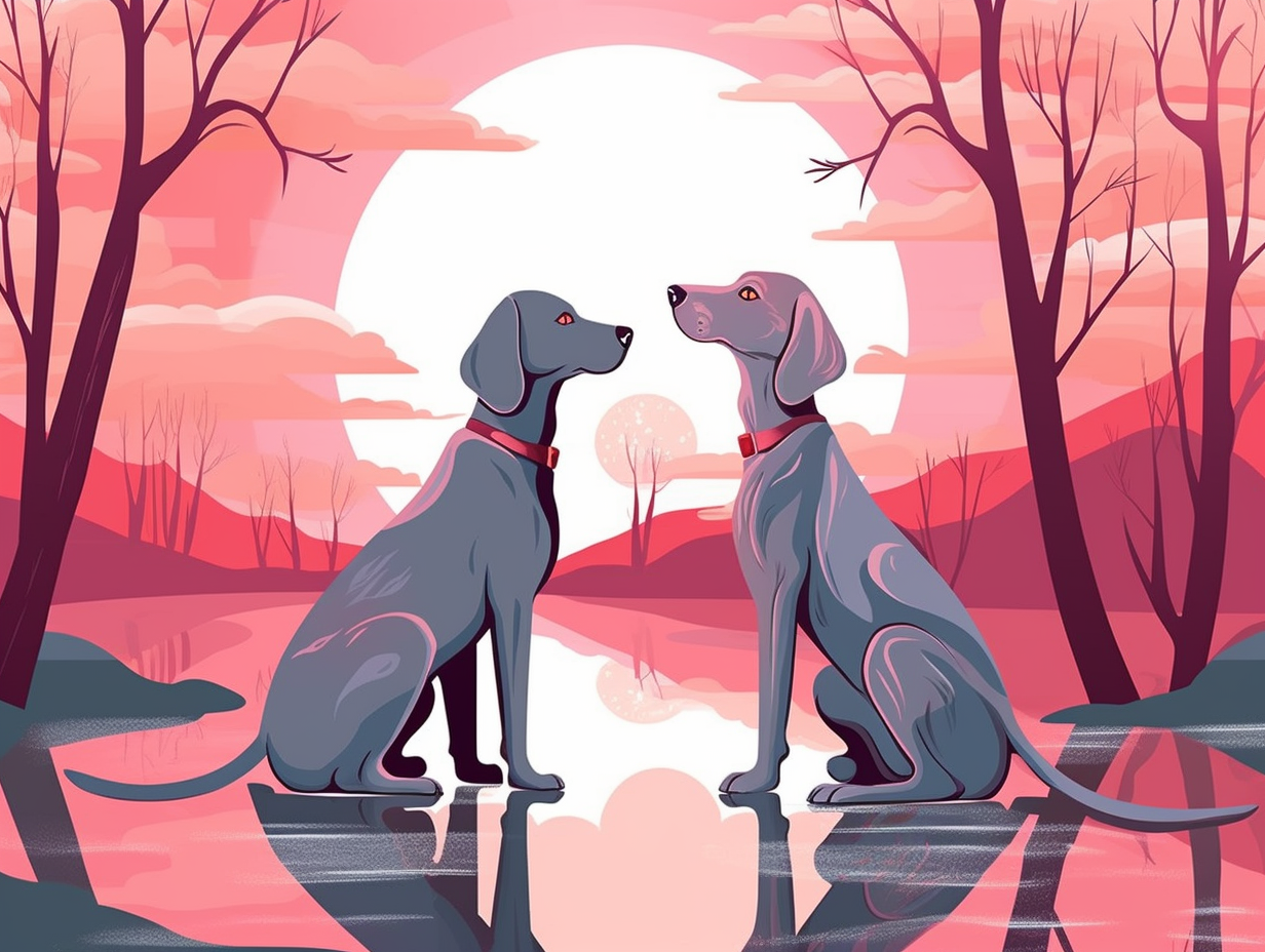 illustration of weimaraners