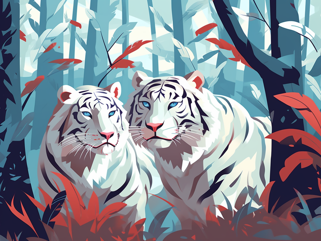 illustration of white-tigers